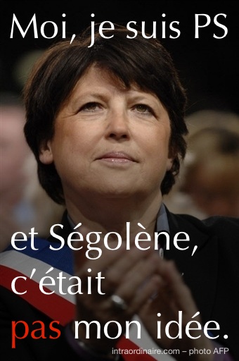 parodie de la campagne de pub Windows 7 sur le thème du Parti Socialiste : Moi, je suis PS, et Ségolène Royal, c'était pas mon idée